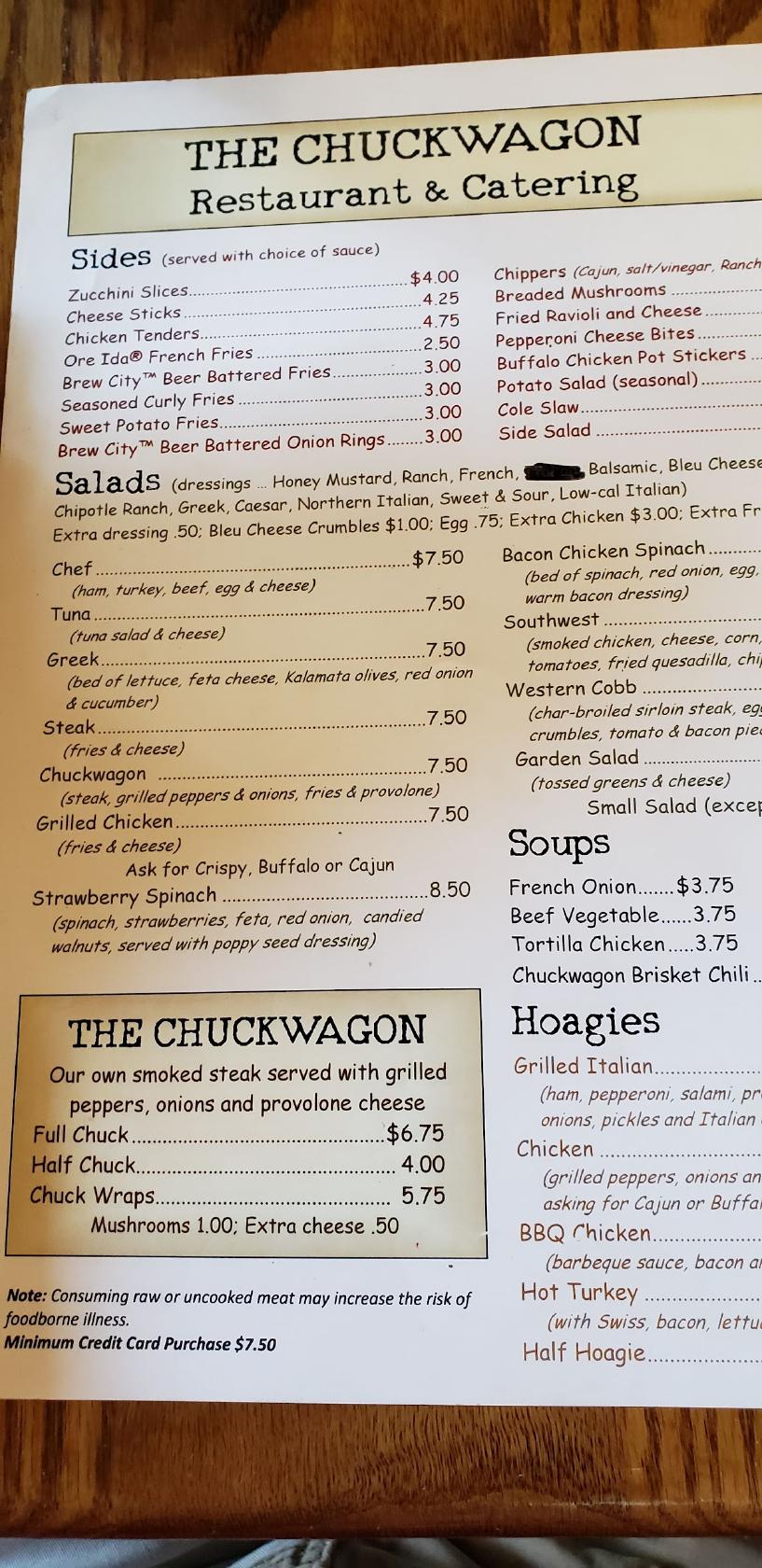 Menu At Chuck Wagon Restaurant Somerset