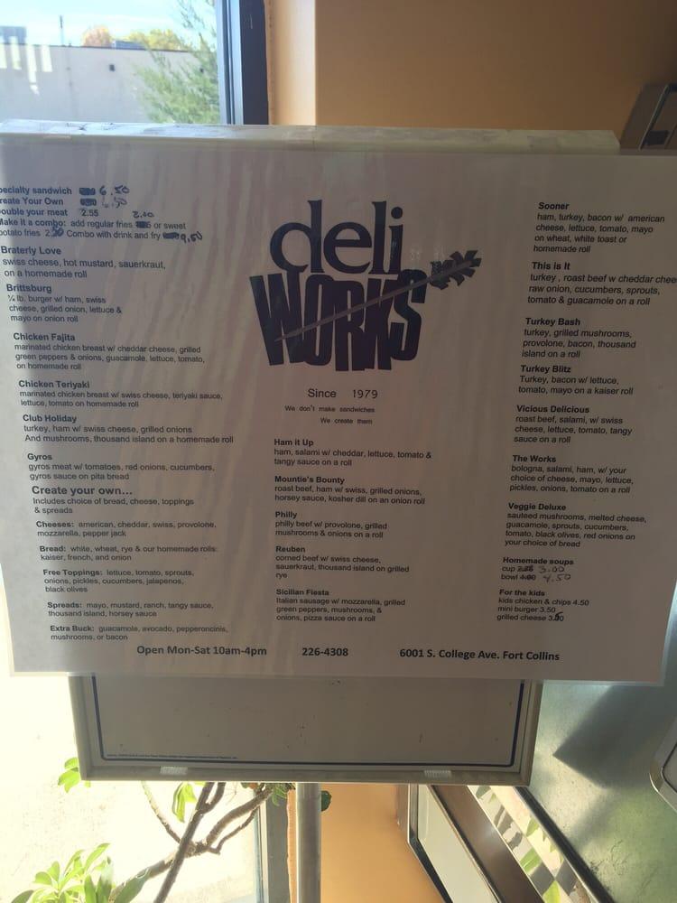 Menu at Deli Works restaurant, Fort Collins