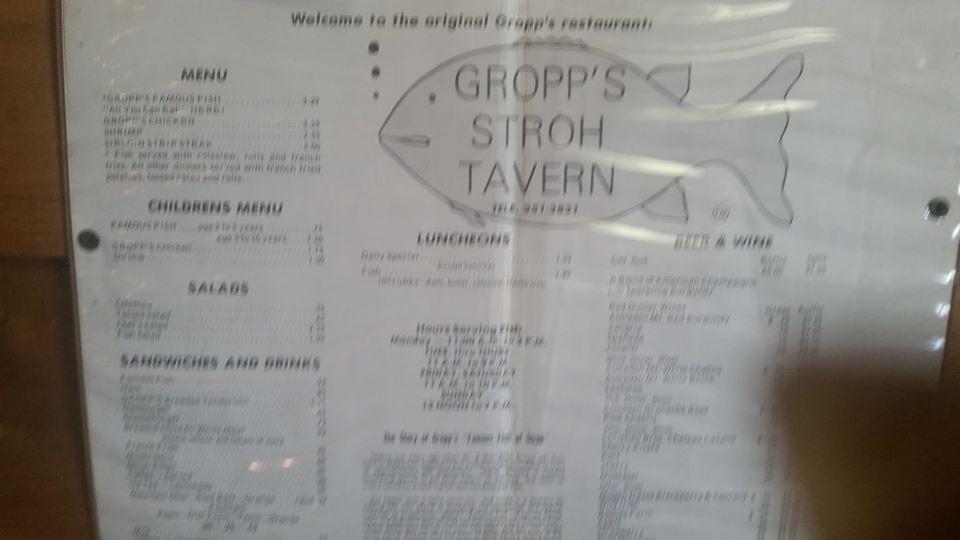 Menu at The Original Fish of Stroh restaurant, Stroh, 4230 S 1175 E