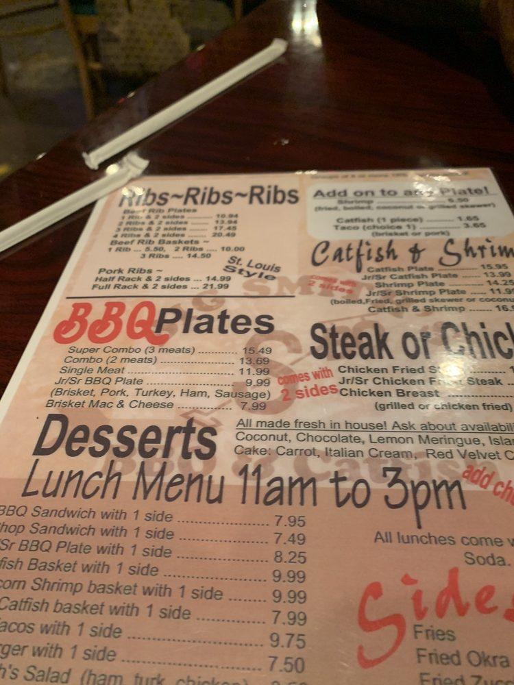 Menu at Big Smith's BarBQ & Catfish, Sulphur Springs