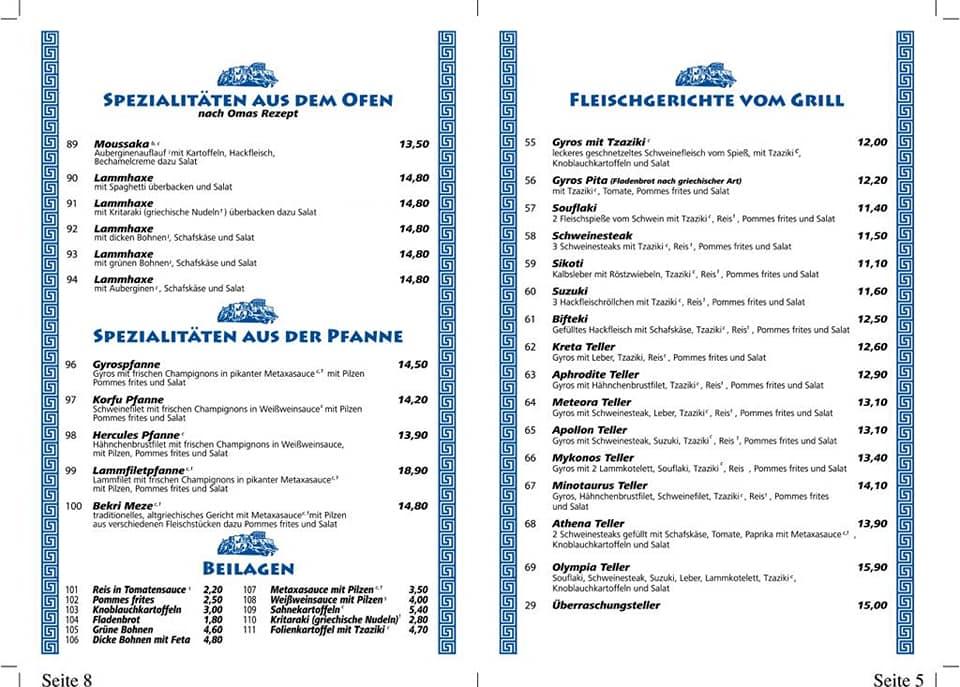 menu at restaurant athen schwedt