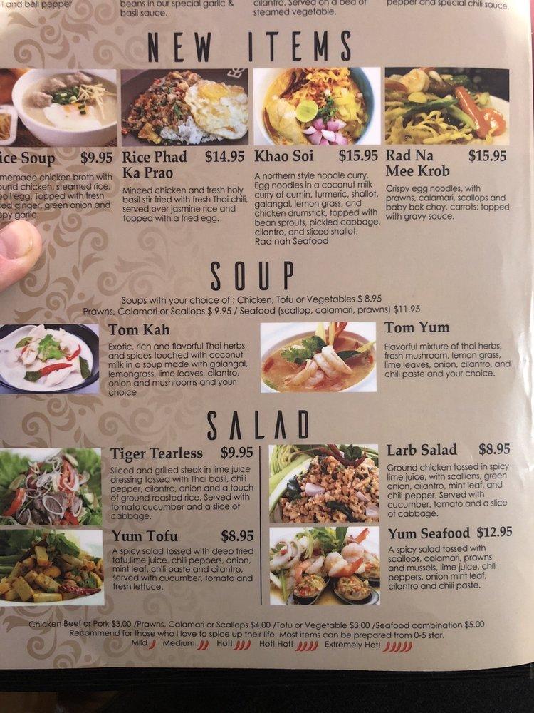 Menu at Sugar Thai Food restaurant, Ellensburg