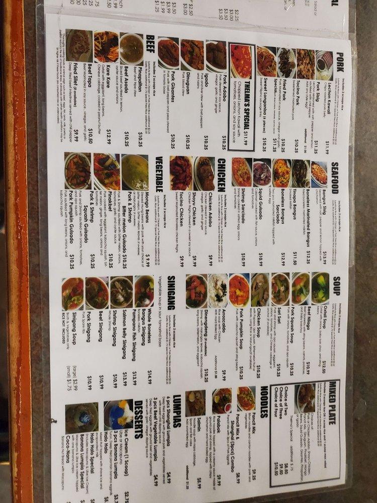 Menu At Thelma's Filipino Restaurant, Henderson, W Sunset Rd