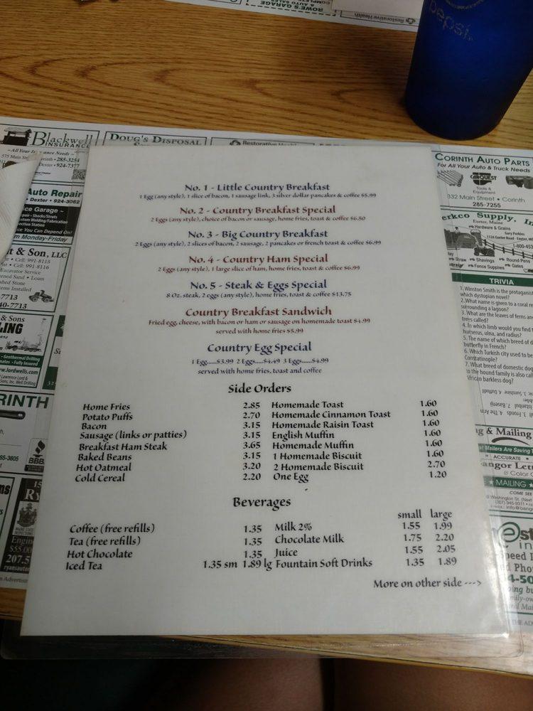 Menu at Countryside Restaurant, Corinth, 98 Main St