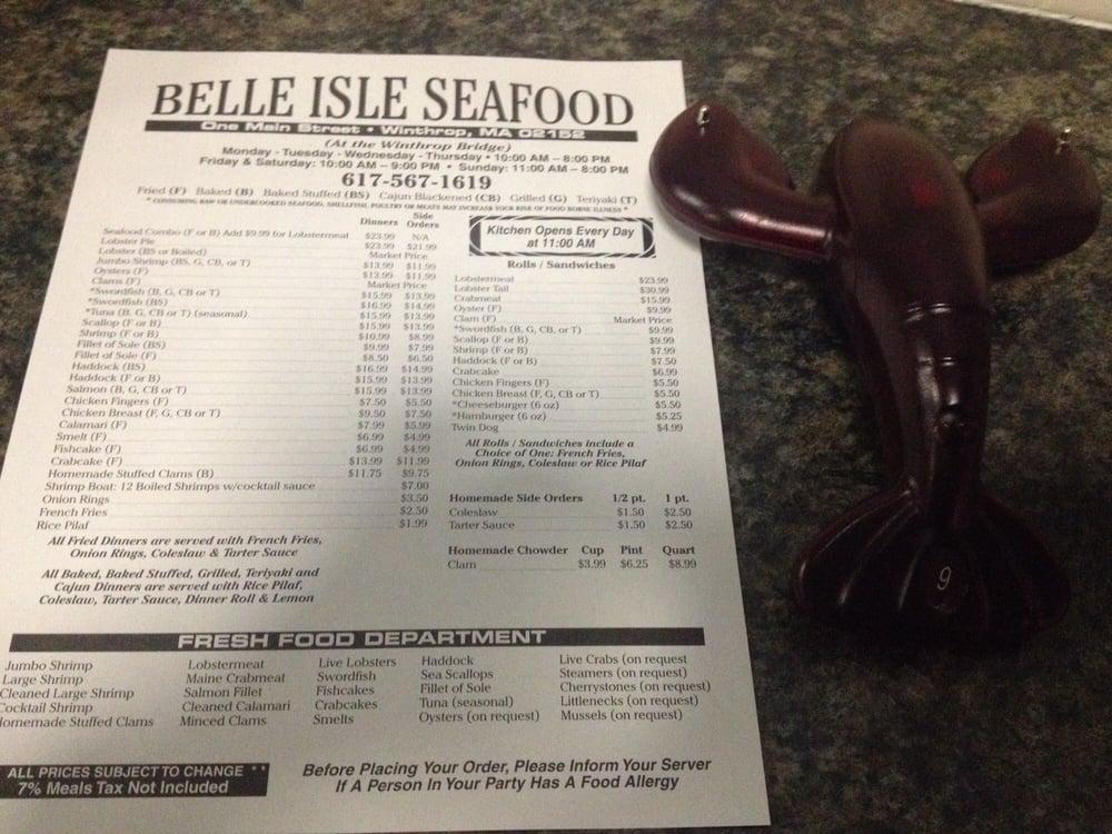 Menu at Belle Isle Seafood restaurant, Winthrop