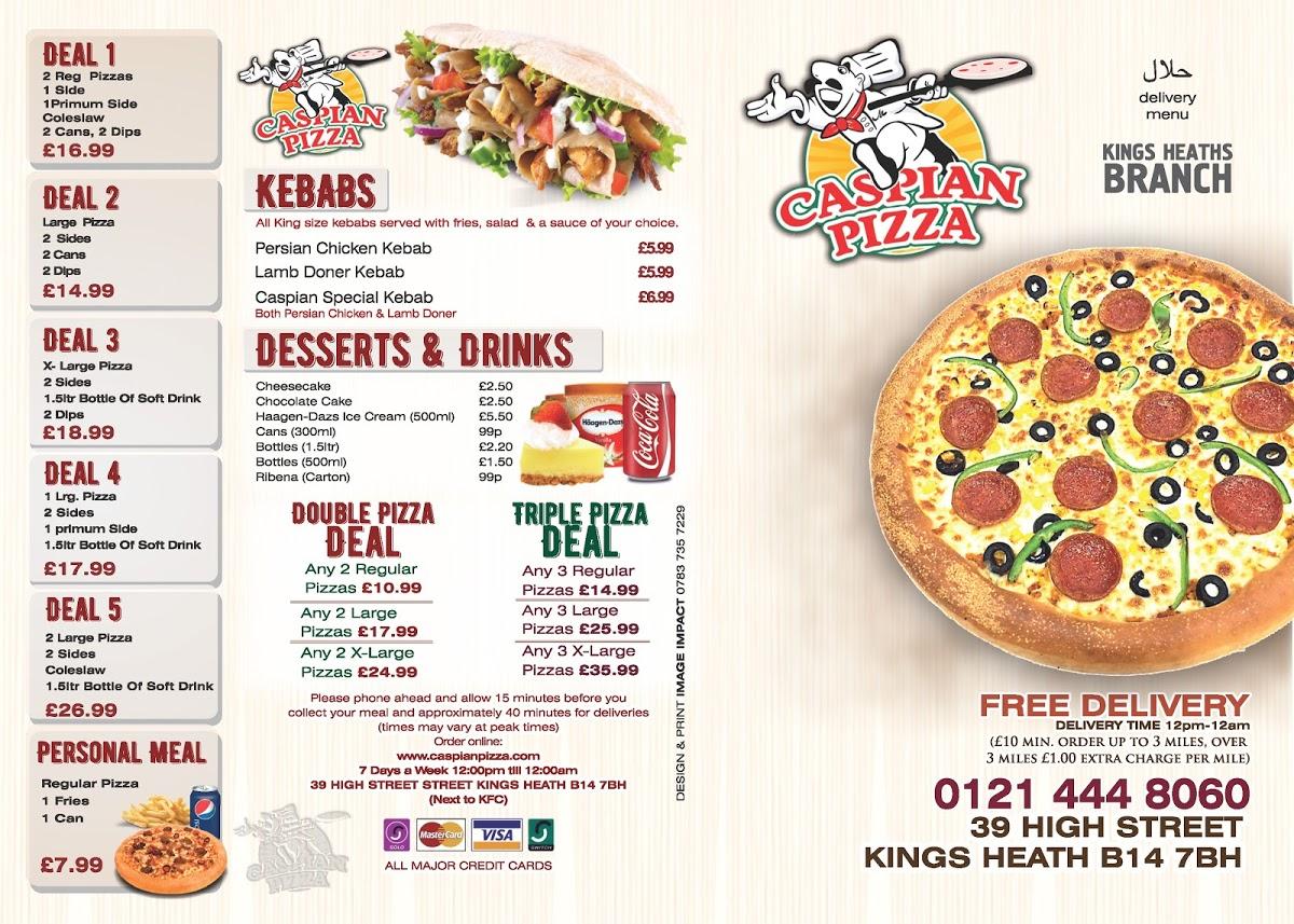 Menu at Caspian Pizza fast food, Birmingham, 39 High St