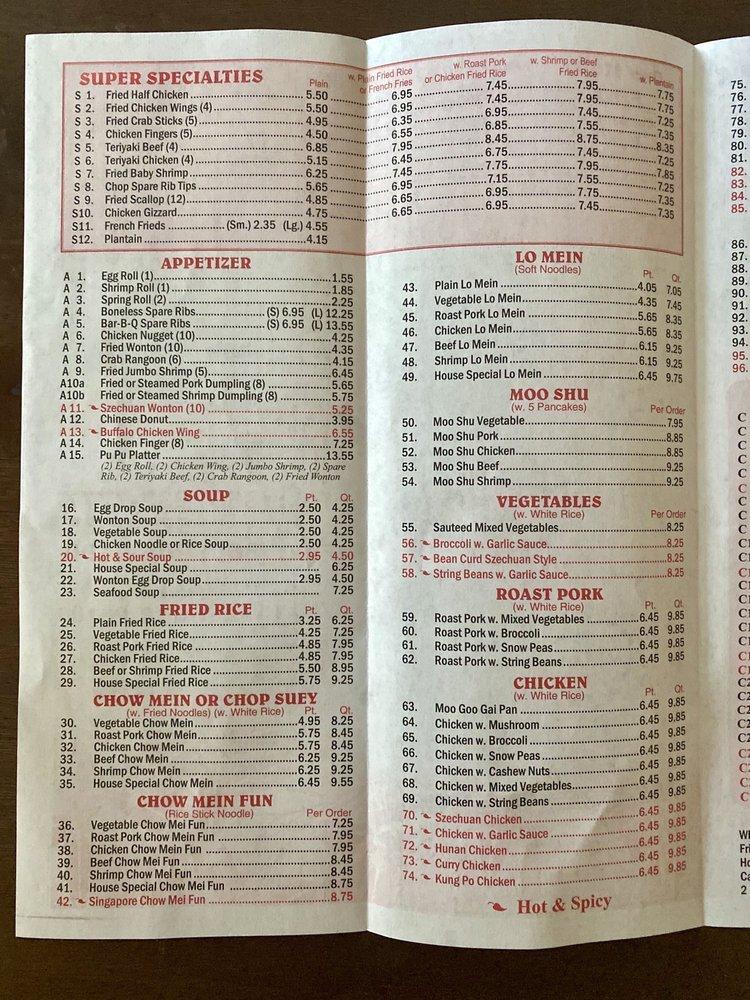 Menu at Fortune Chinese Restaurant, Hartford