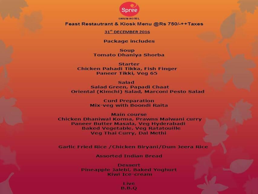 Feast Cafe & Lounge menu