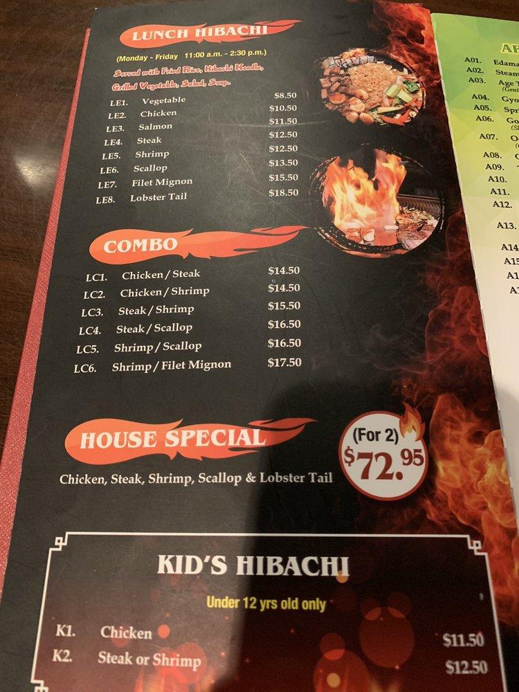 Menu at Hana Steakhouse Seafood & Sushi, Natchitoches
