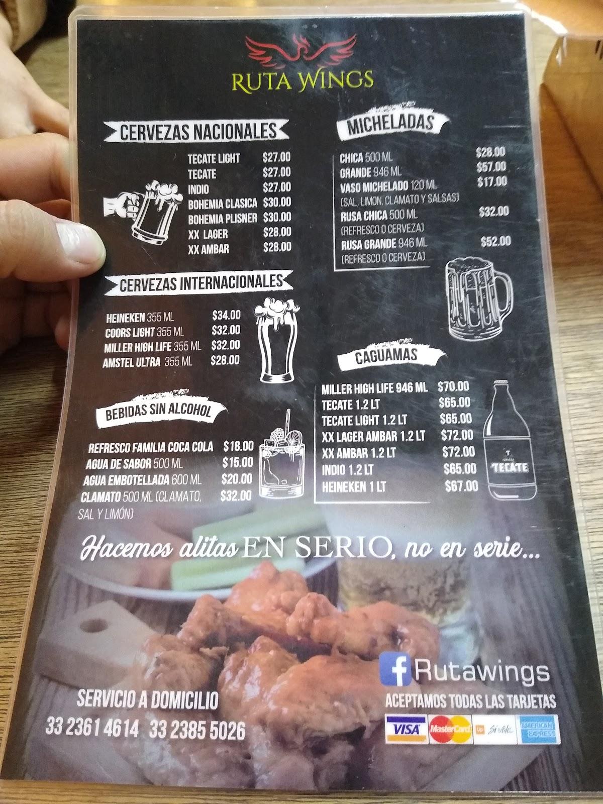 Menu at Ruta Wings restaurant, Tlaquepaque