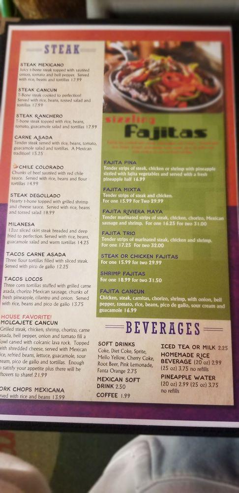 Menu At Cancun Mexican Restaurant & Cantina, Fenton