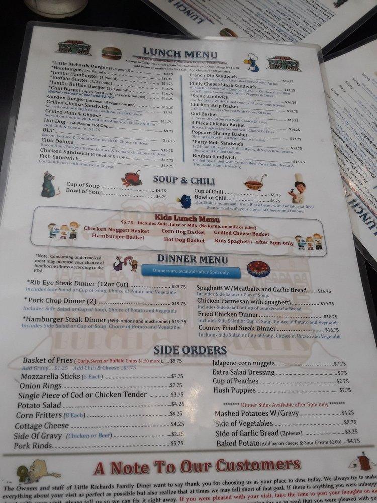 Menu At Little Richard's Family Diner Restaurant, North Pole