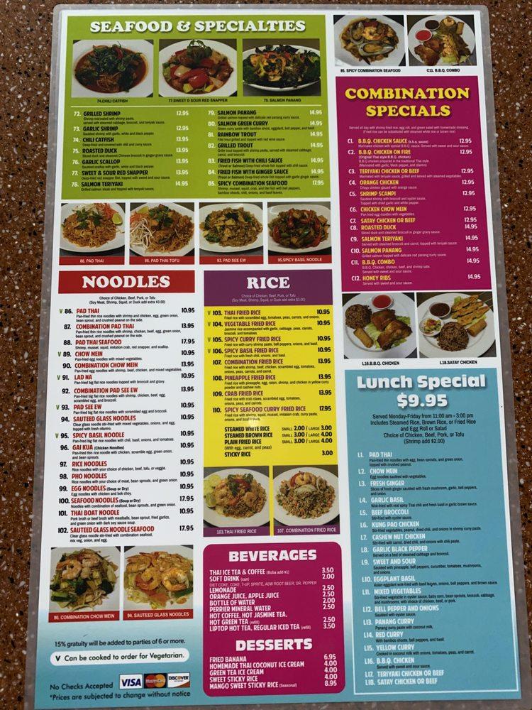 Menu at Green Papaya Thai Cuisine restaurant, Los Angeles