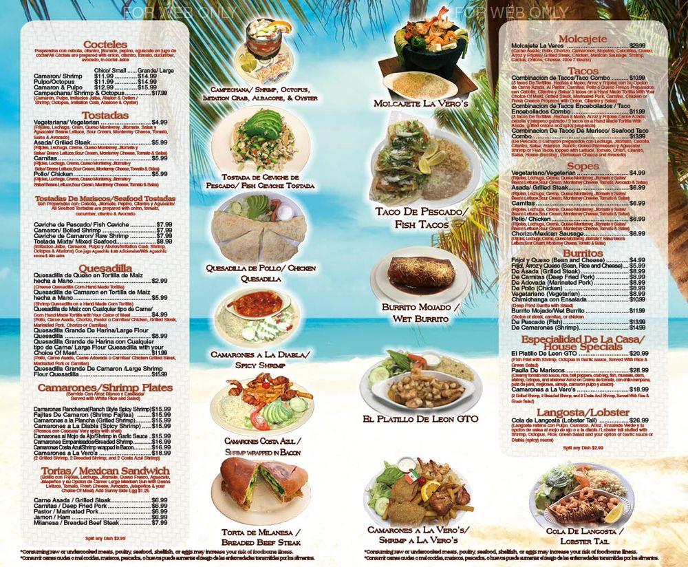 Menu At La Vero S Mexican Seafood Bar Oxnard 231 W 5th St   Rb1e La Veros Mexican Seafood And Bar Menu 