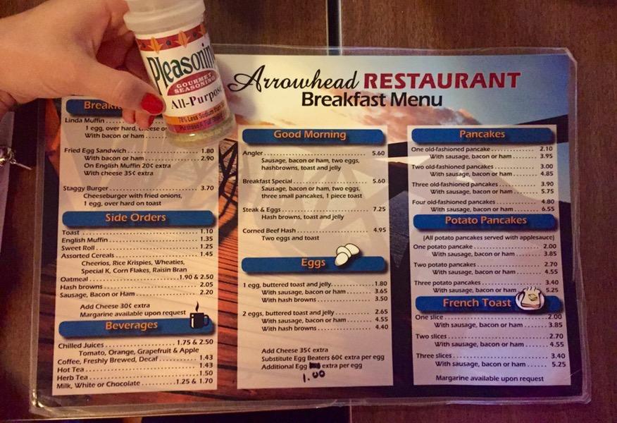 Menu at Arrowhead Restaurant, Winneconne