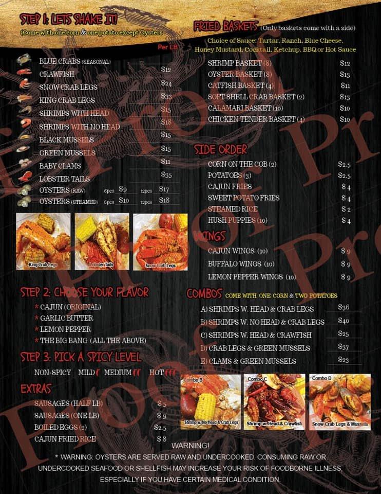 Menu at Tasty Crab House restaurant, Florence