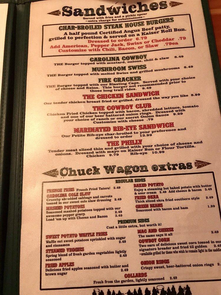 Menu at Deadwood steakhouse, Williamston
