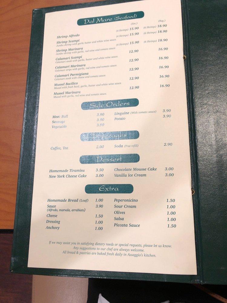 Menu at Assaggio Ristorante Italiano pub & bar, Brawley, 538 E St