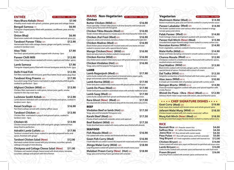 Menu at Jai Ho Indian Gourmet Baldivis restaurant, Baldivis