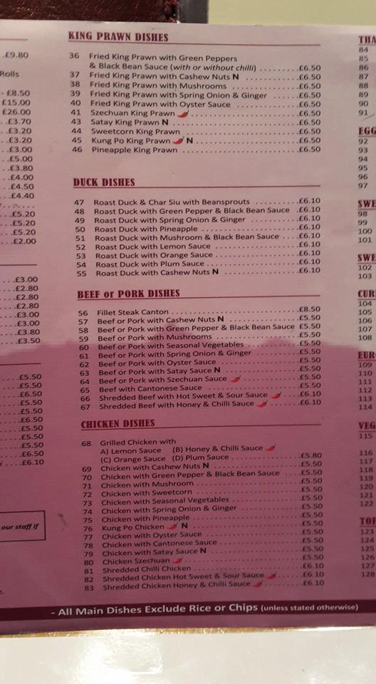 Menu at The Jasmine House restaurant, Arbroath