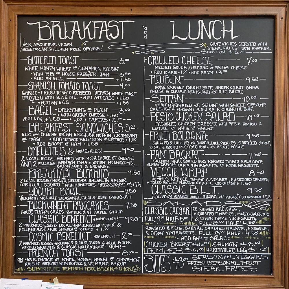 Menu at Cosmic Cup Café cafe, Saint Johnsbury