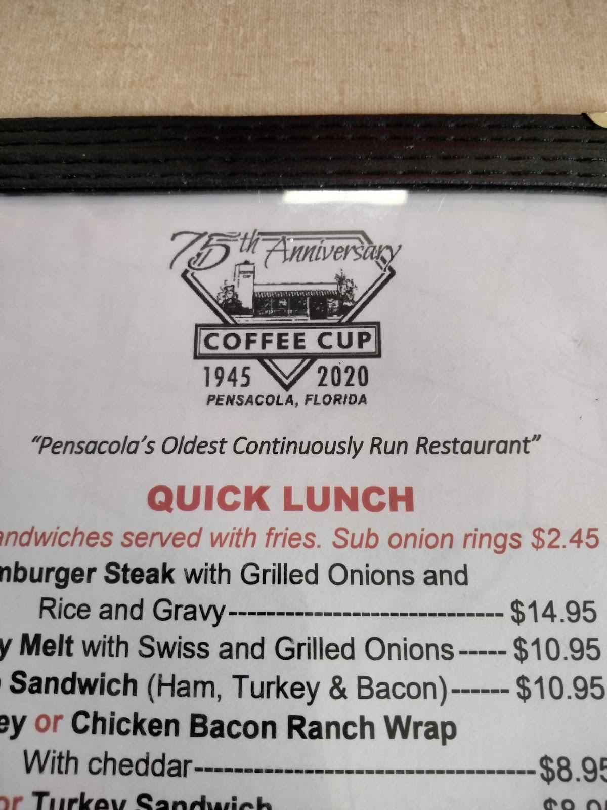 Menu at Coffee Cup Restaurant, Pensacola
