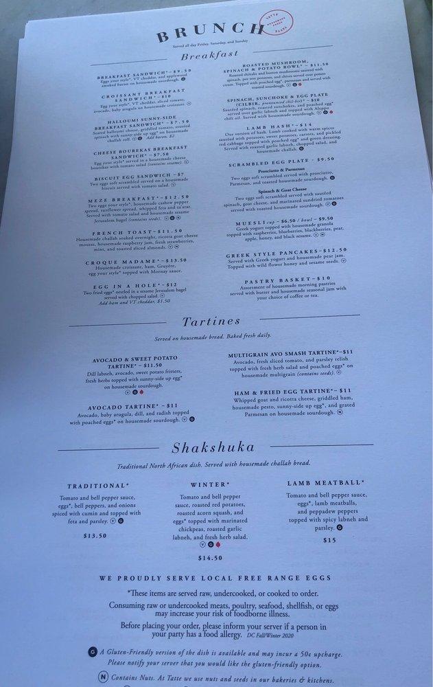 Menu At Tatte Bakery Cafe Bethesda