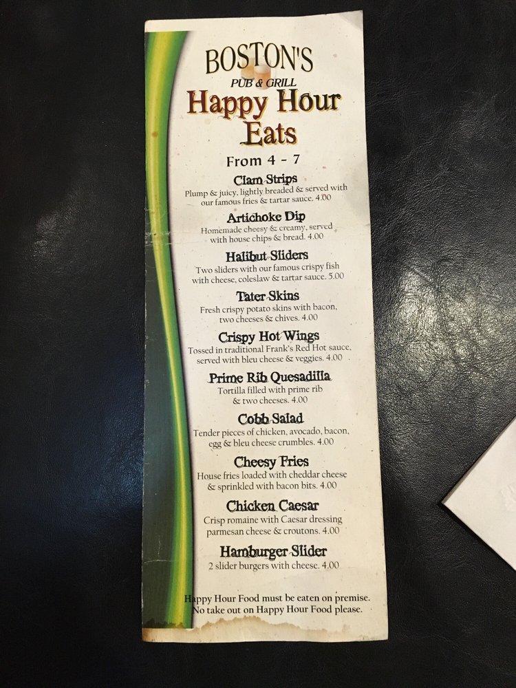 Menu at Boston's Pub & Grill, Wilsonville