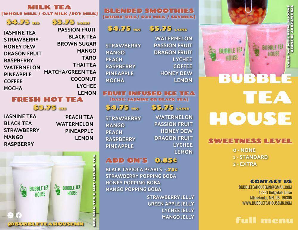 Menu at Bubble Tea House pub & bar, Hopkins