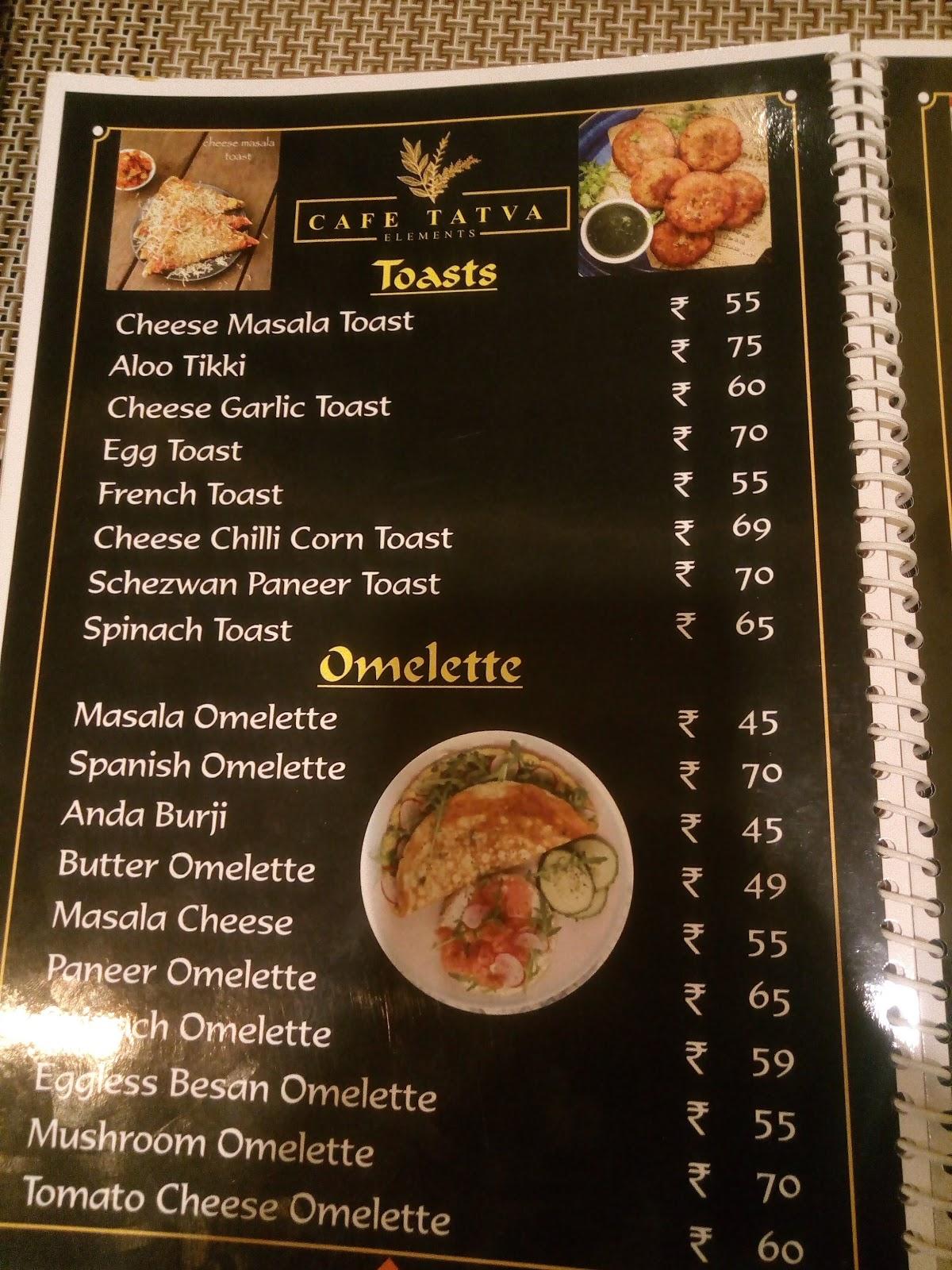 Menu at Cafe tatva, Vijayapura