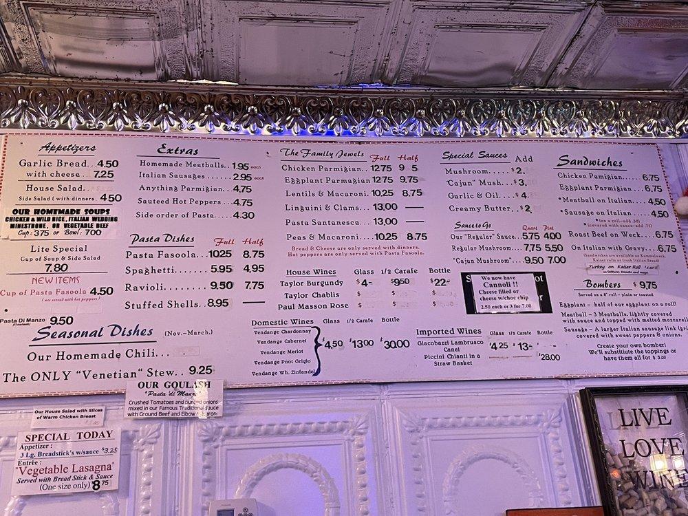 Menu at Santasiero's Restaurant, Buffalo