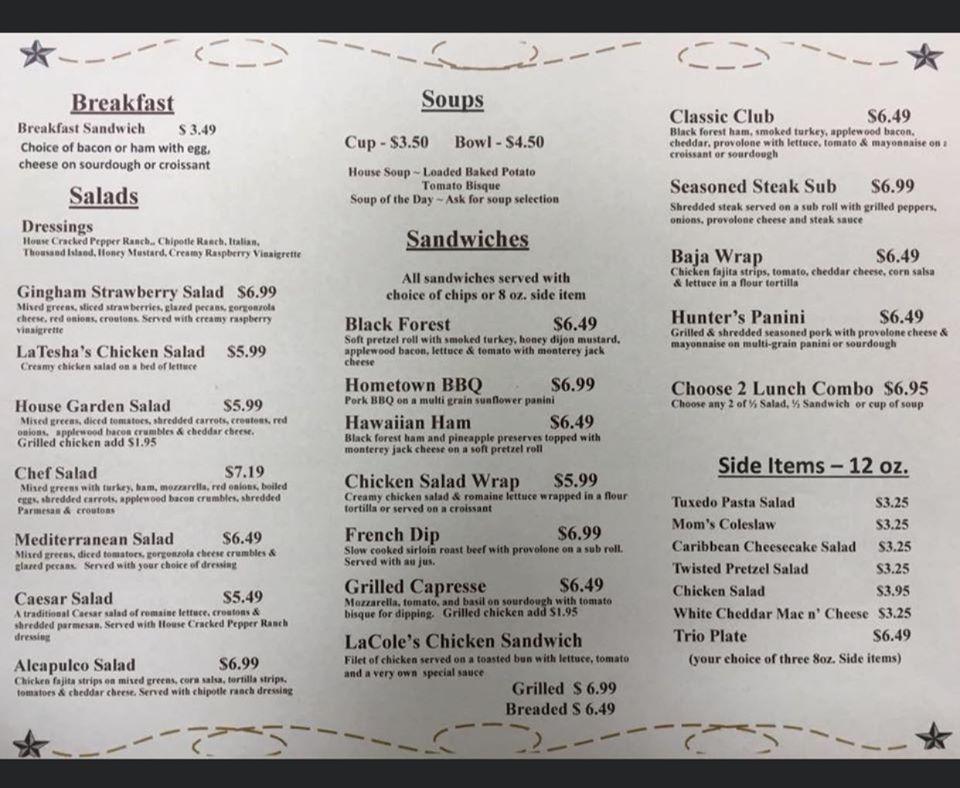 Menu at The Lunch Box Cafe & Bakery, Richlands, 2605 2nd St