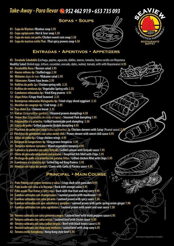 Menu at Seaview Restaurante Puerto Buffet Libre all you can eat