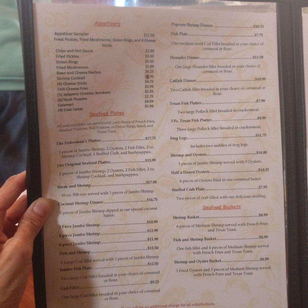 Menu at Sherry's Texan Seafood Restaurant, San Antonio, Pleasanton Rd