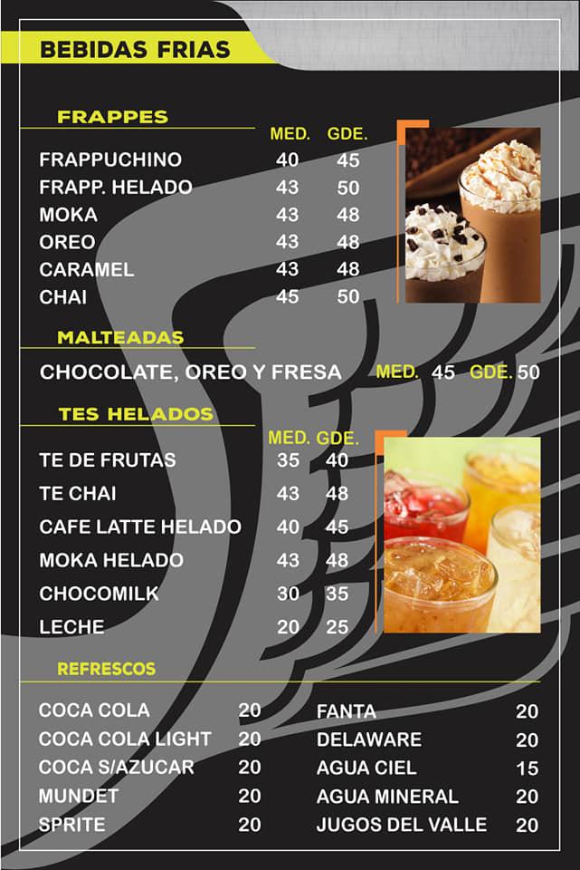 Menu at Wings Cafe, Huichapan