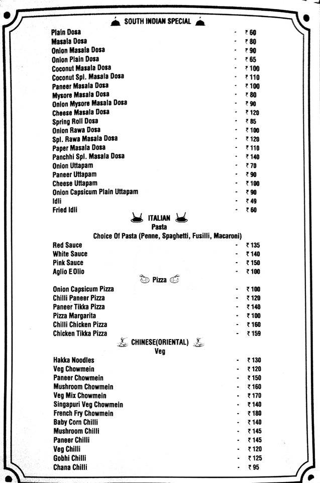 Panchhi Restaurant menu