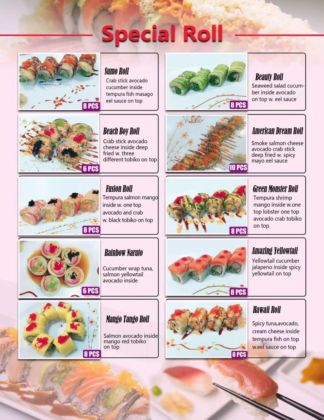 Menu at Wasabi restaurant, Hagerstown