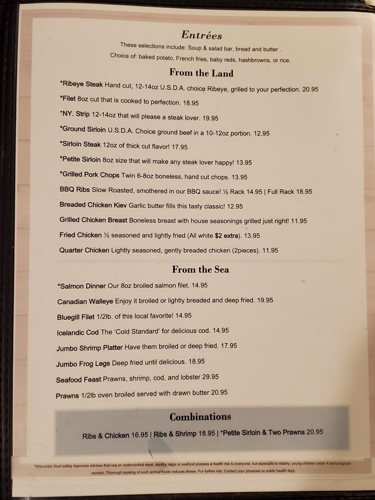 Menu at Cousins Hide A Way steakhouse, Haugen
