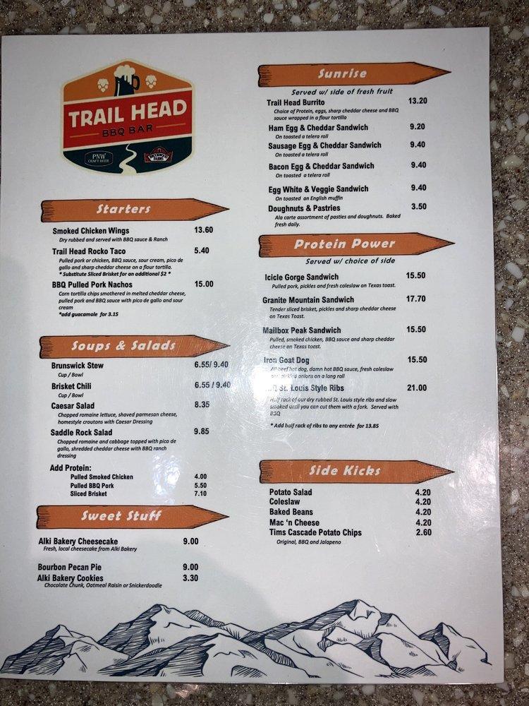 Menu at Trail Head BBQ Bar, Seattle