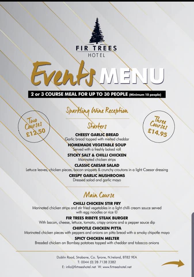 Menu at Fir Trees Hotel pub & bar, Strabane
