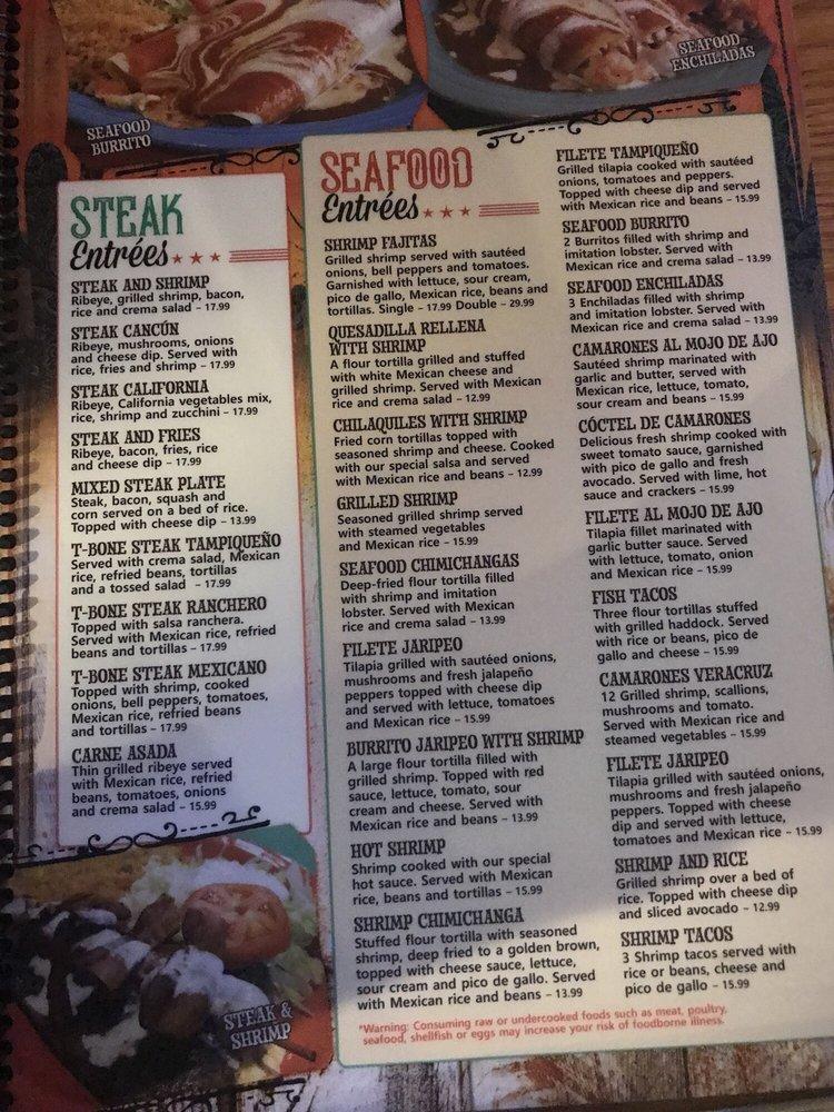 Menu at Los Jaripeos restaurant, Oshkosh