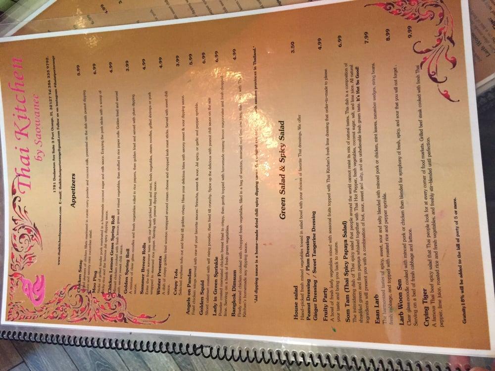 Menu at Thai Kitchen by Saowanee restaurant, Port Orange