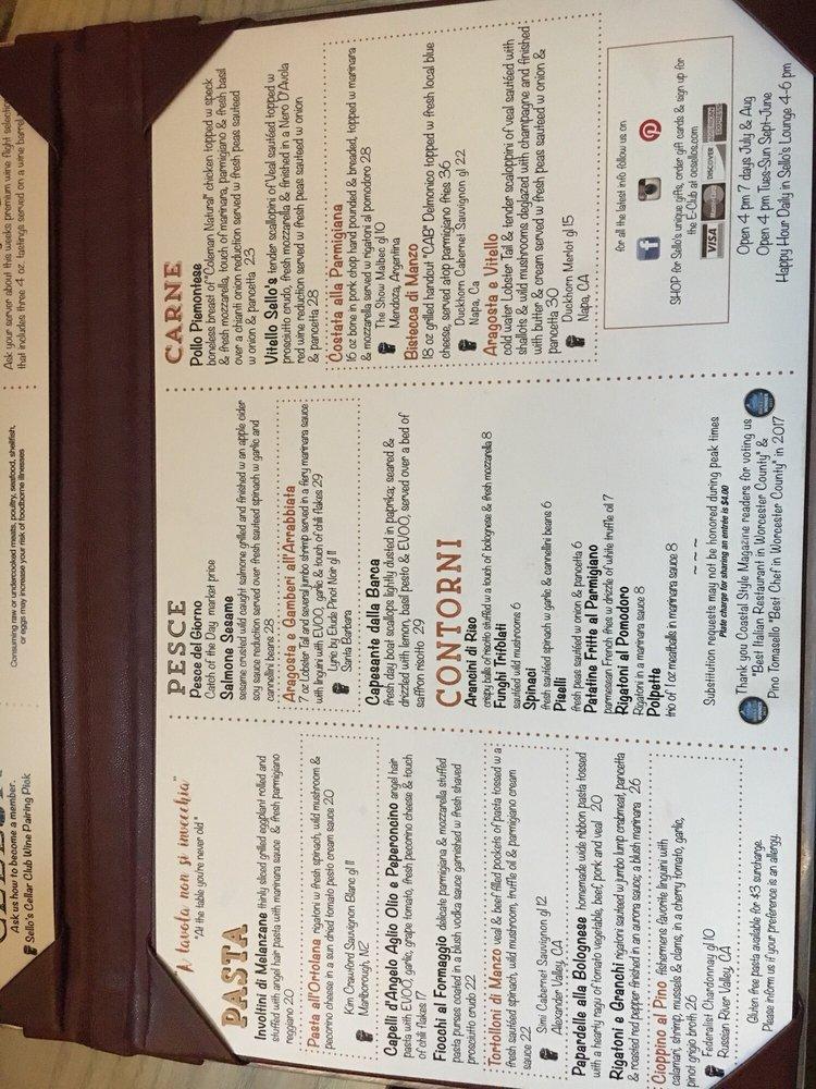 Menu at Sello's Italian Oven & Bar, Ocean City