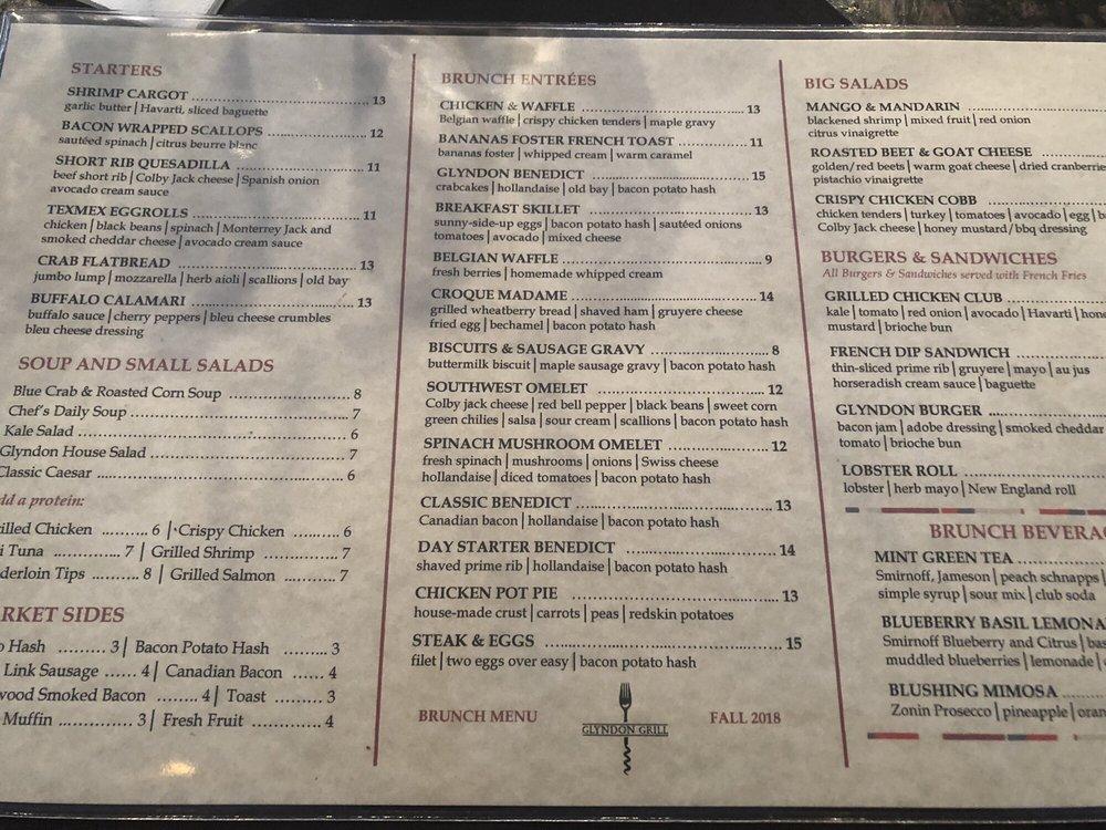 Menu at Glyndon Grill restaurant, Glyndon