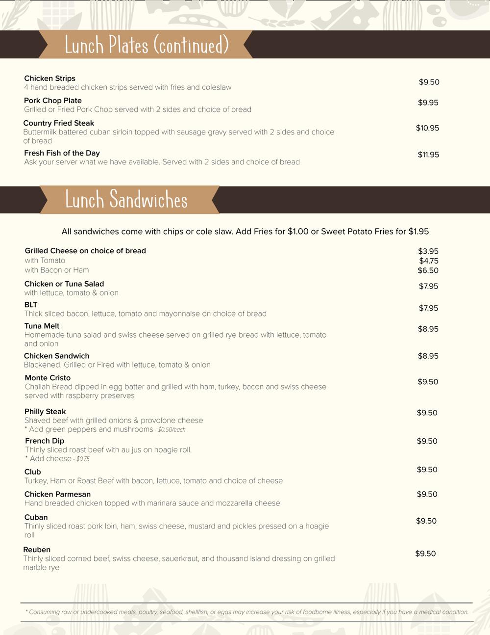 Menu at Mulberry Lane Cafe, Melbourne