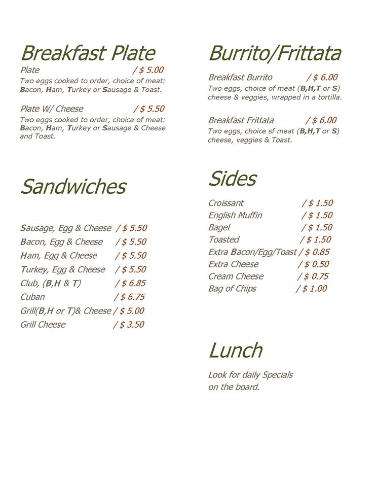 Menu at Home Sweet Kitchen Cafe, Gainesville
