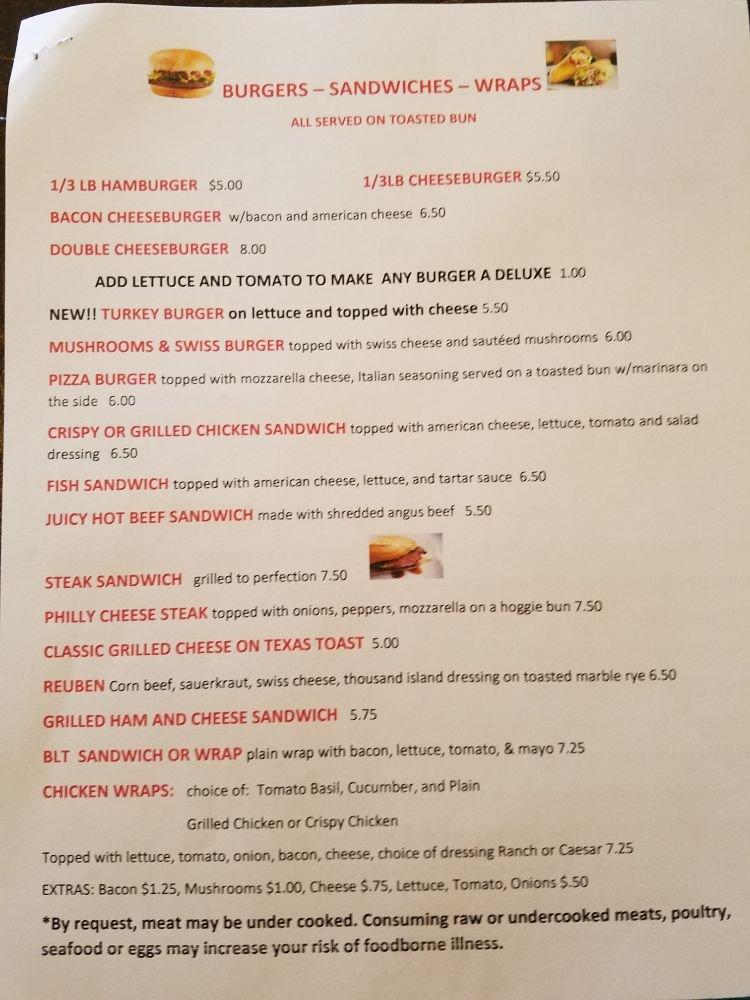 Menu at Oak Central LLC pub & bar, Oakfield