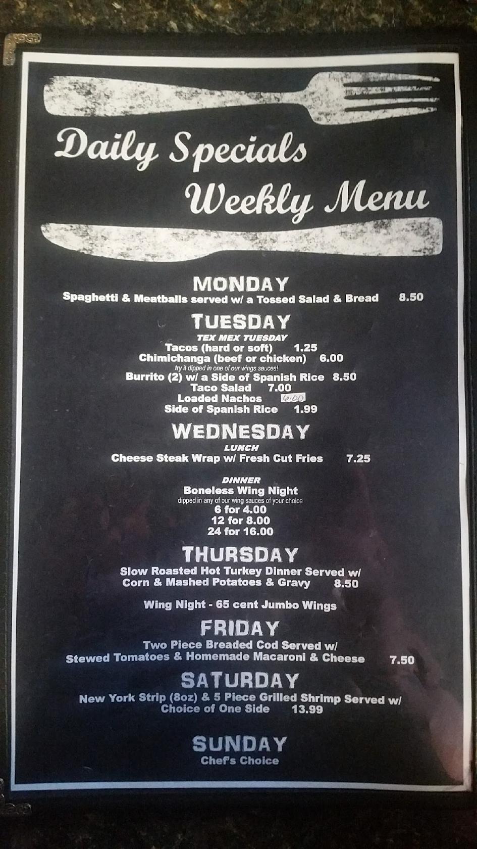 Menu at Port West Restaurant, Westernport