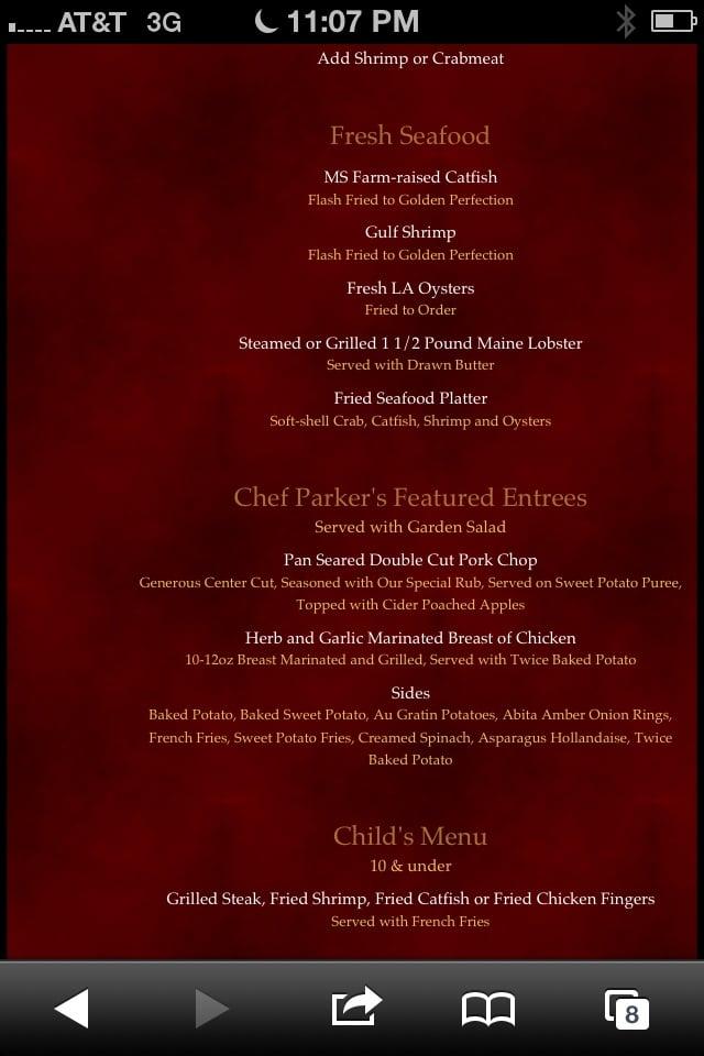 Menu at The Caboose Restaurant,