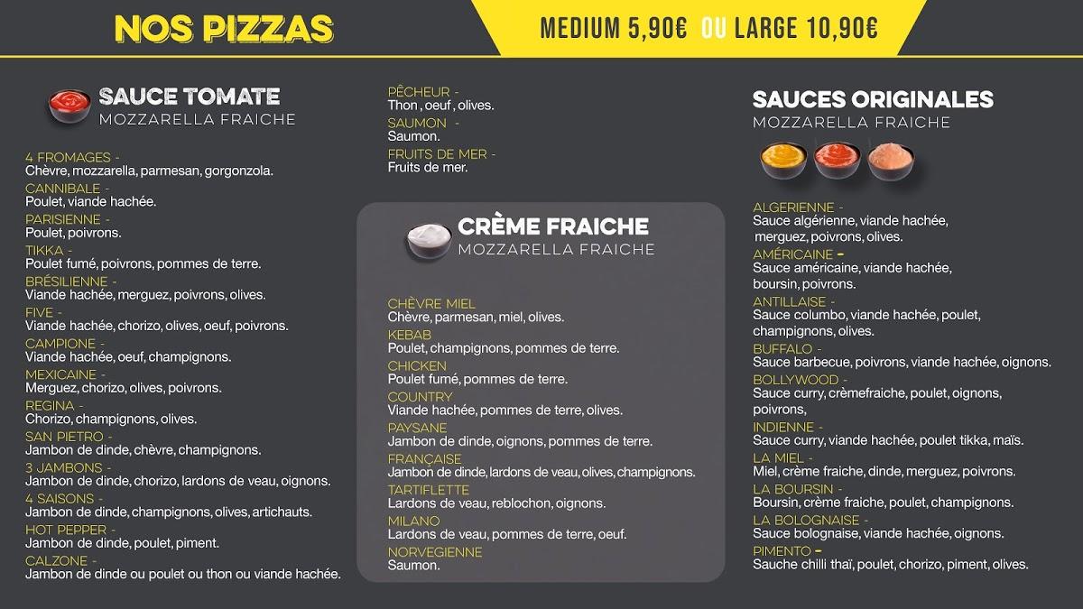 Menu at Five Pizza Original, Liège